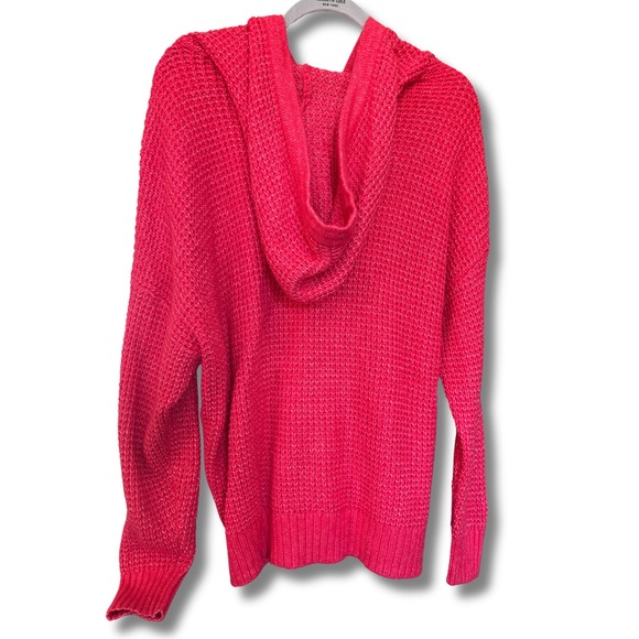 Gently Used Torrid Hooded Zip-Up Waffle Knit Sweater. Color: Berry Size 2/2x - Picture 4 of 6
